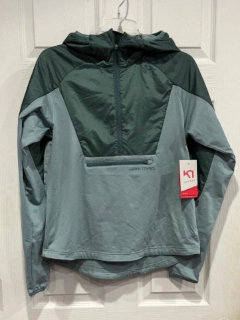 Kari Traa Women’s Small Henni Hybrid Jacket Sage Green NWT Hood Half-Zip Pockets